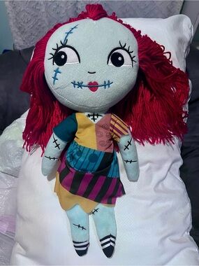 Handmade Style Sally-Inspired Rag Doll - Teal Skin with Red Hair